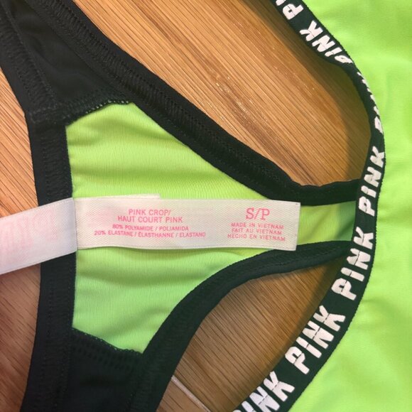 Victoria's Secret PINK Lime Green Unlined Crop Racerback Sports Bra Women's SP - Picture 4 of 5